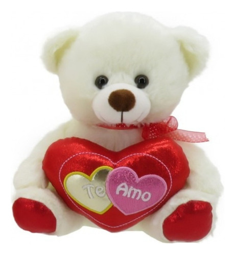 Oso De Peluche Con Corazón Brilloso Y La Frase Te Amo 2355 Color Beige