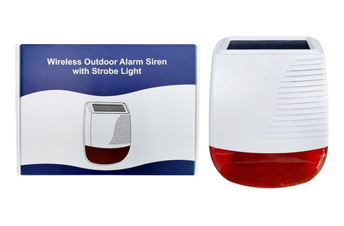 Sirena Inalámbrica Exterior Solar Luz Estroboscópica Tamper Blanco