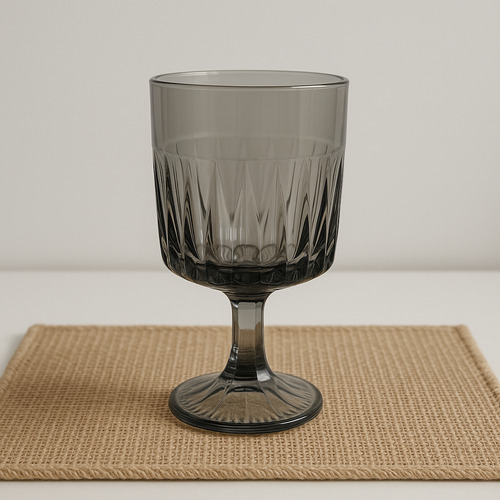 Copas X 6 De Vidrio Elegante Ideal Para Vino O Tragos Negro