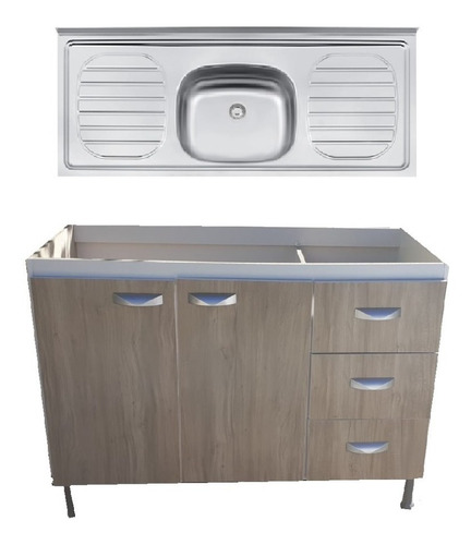 Imagen 3 de 6 de Bajo Mesada 3 Cajones+ Pileta + Bacha Oferta Kit Cocina