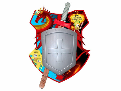 2 Espada Medieval Escudo Brinquedo Herois - Promoçao