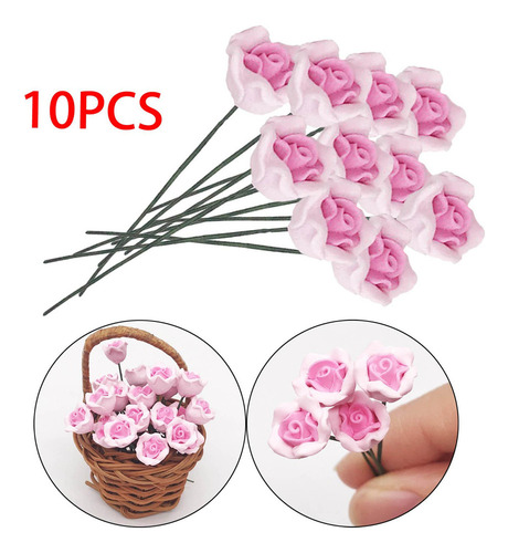 3 X 10 Piezas De Flores Rosas Artificiales Para Casa De
