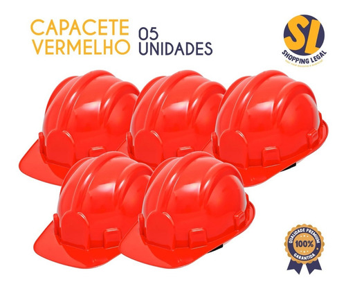 Imagem 2 de 7 de Capacete Segurança Epi Vermelho Beryl Deltaplus Kit C 5 Unid