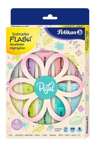 Resaltador De Textos Colores Pastel Pelikan Flash X10 Und