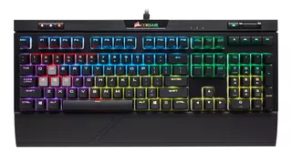 Teclado gamer Corsair Strafe MK.2 QWERTY Cherry MX Red español color negro con luz RGB