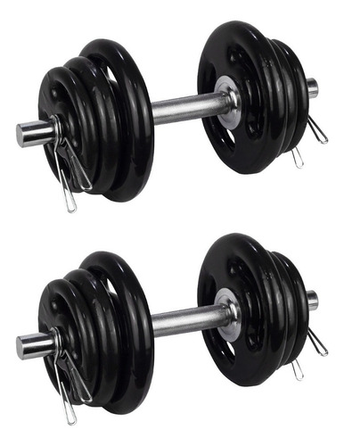 2 Halteres 40cm+24kg Anilhas Emborrachadas 4x3kg 4x2kg 4x1kg