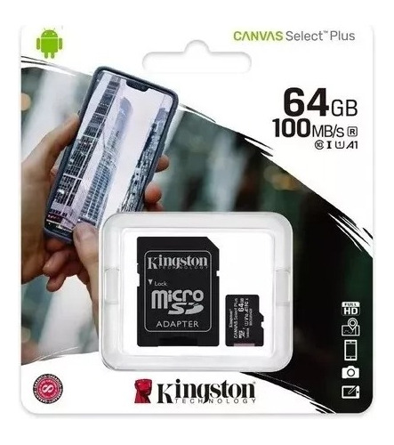 Memoria Kingston Micro Sd 64gb Clase 10 Canvas Select 80mb/s