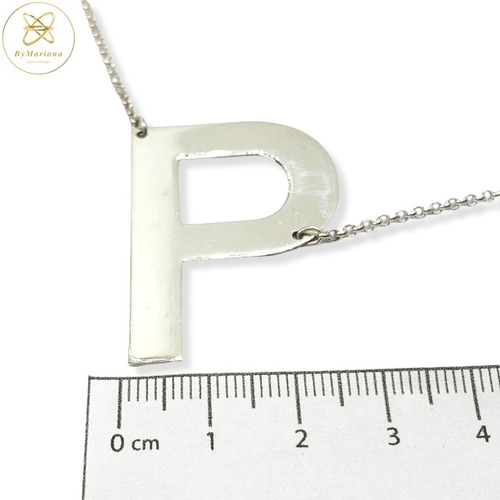 Imagen 7 de 9 de Cadena Plata Rollon Con Letra Inicial P Grande 30 X 40mm