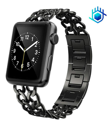 Correa Extensible Cadena + Mica Para Apple Watch Metal Lujo