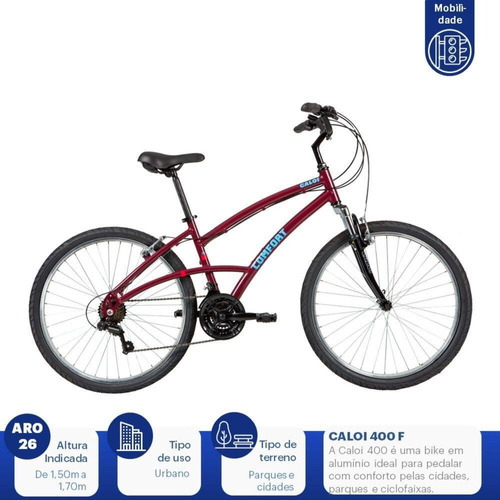 Bicicleta Aro 26 Caloi 400 F Quadro 16 Alumínio 21v Vinho Tamanho do quadro 16