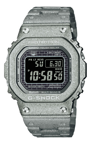 Pulseira de relógio masculina Casio GMW-B5000PS-1DR G-shock, cor: prata, moldura, cor de fundo prateada, cor de fundo, prata