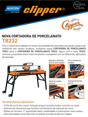 Cortadora De Ceramica Porcelanato Clipper Tr232 1100w 120cm