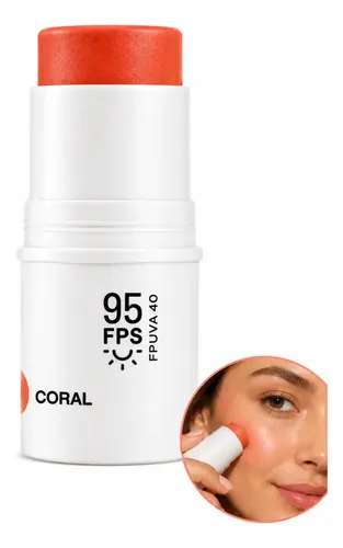Ollie Coral 3 Em 1 Bastão Blush Iluminador E Contorno Coral