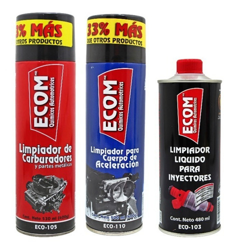 Kit Limpiador Cuerpo Aceleración + Boya + Carburador Ecom