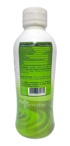 Imagen 3 de 4 de Clorofila Líquida Con Spirulina Hierbabuena 500 Ml Vidanat