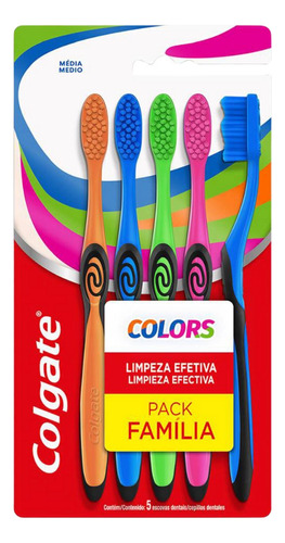 Cepillo Dental Colgate Colors Collection Pack Familia X5 U