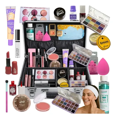 Kit De Maquiagem Completo Gloss Base Pincel 20 Itens Make