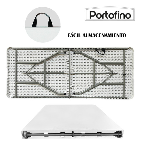 Mesa Plegable Tipo Portafolio Reforzada 1.80 M Blanco