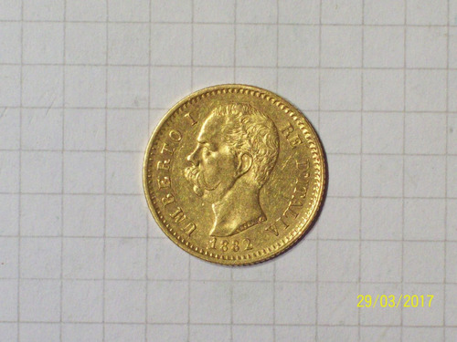 Italia 20 Liras Oro 1882 Excelente 6,4 Gr