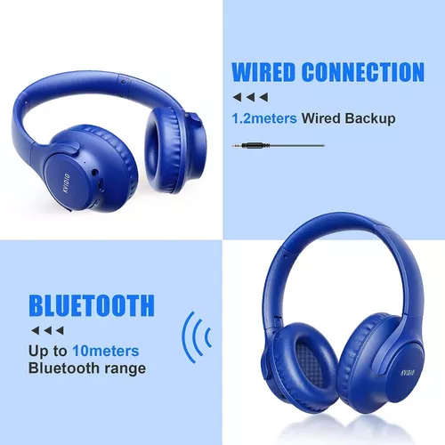 KVIDIO - Auriculares Bluetooth sobre la oreja, 55 horas de reproducción,  auriculares inalámbricos con micrófono, auriculares ligeros plegables con