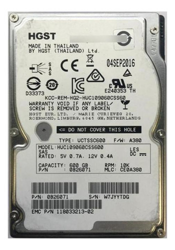 Hd Sas 2.5 Hgst Ultrastar C10k900 Huc109060css600 600gb 10k