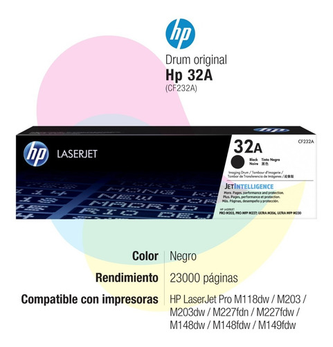 Imagen 2 de 5 de Drum Hp Cf232a Negro Original 23.000 P M203dw M227fdw