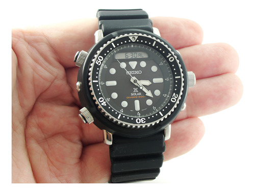Relógio Seiko Prospex Solar Arnie - Snj025p1 Pipx Preta Preto E Prata Mostrador Preto (Usado)