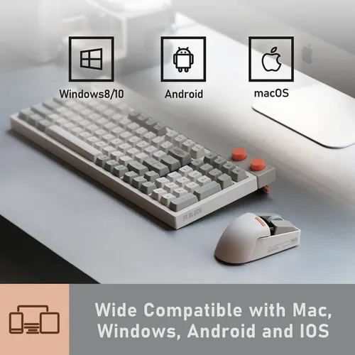 Mouse Lofree Oe909 Sem Fio Bluetooth Pbt Cinza Retrô