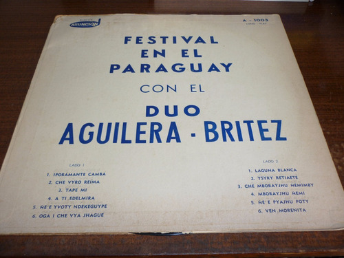 Duo Aguilera Britez Festival En El Paraguay Vinilo Arg