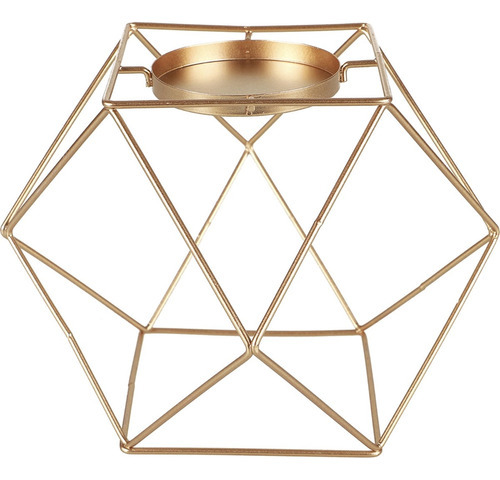 Porta-velas Diamante Aramado Gold Orb 14cm Cor Dourado