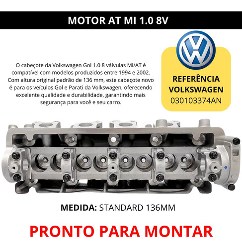 Cabeçote Com Válvulas Gol Parati At/mi 1.0 8v 1996 Até 2002