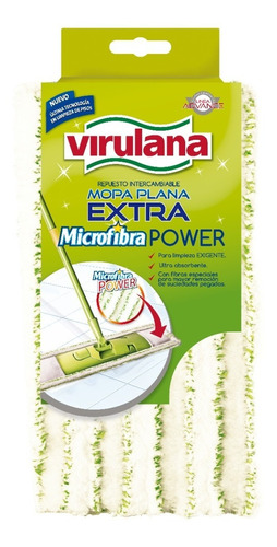 Repuesto Mopa Plana Extra 100%  Microfibra Power Virulana