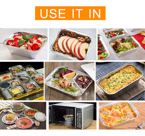 / Recipientes De Aluminio Desechables Con Tapas Para