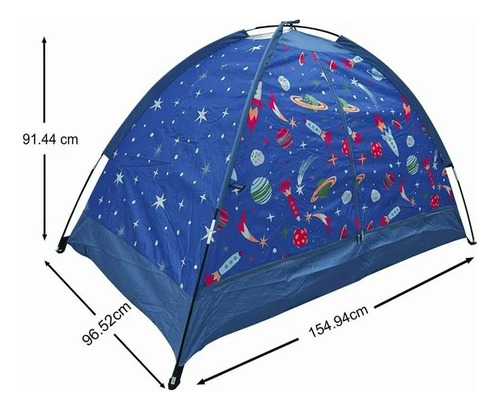 Casa De Campaña Para Niños Con Saco De Dormir Planetas Azul