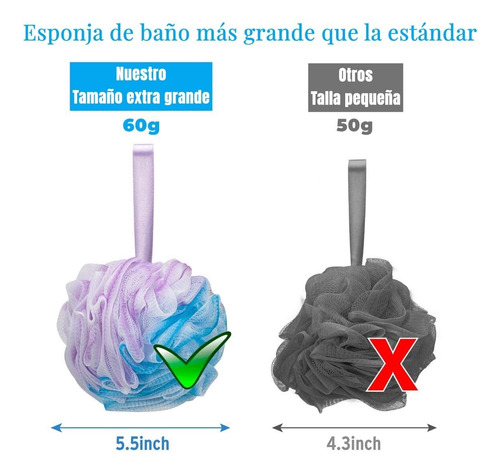 Paquete De 4 Esponjas De Baño Exfoliantes Corporales