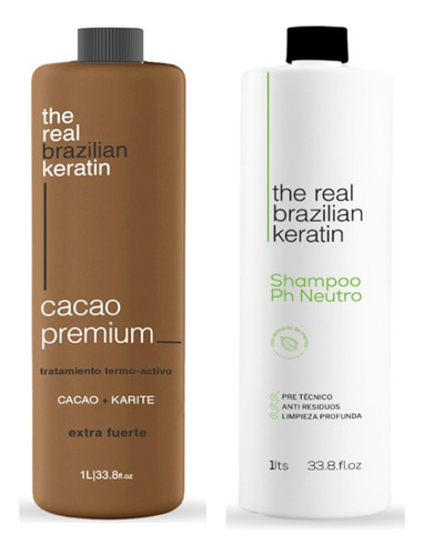 Alisado Cacao Extra Forte Real Brazilian+shampoo Neutro 1 L