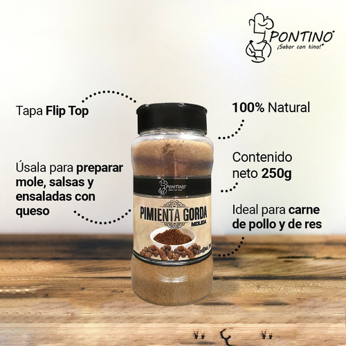 Pontino Pimienta Gorda Molida 250 Gramos 2 Piezas
