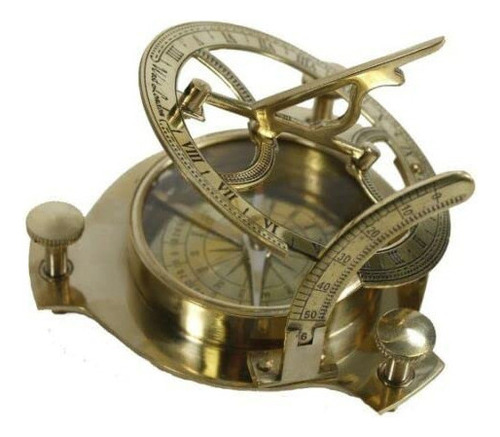 Reloj De Sol De 4 Brújula Esfera Solar De Latón Macizo (3