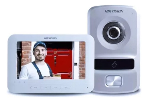 Kit Video Porteiro Eletrônico Ip Wifi Ds-kis601 Hikvision Cor Cinza