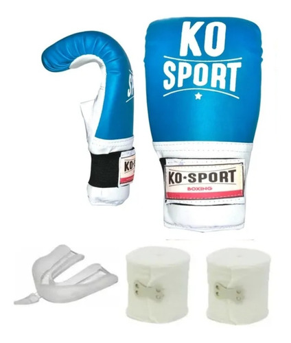 Guantes De Boxeo Ko Guantin Mas Vendas Y Bucal Entrenamiento