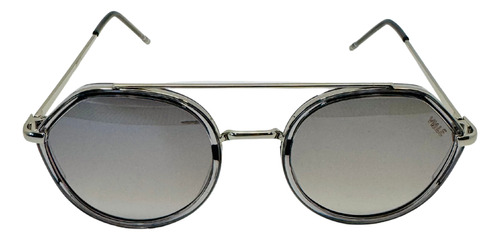 Óculos De Sol Feminino Redondo Verão Viale + Case Desenho Prata
