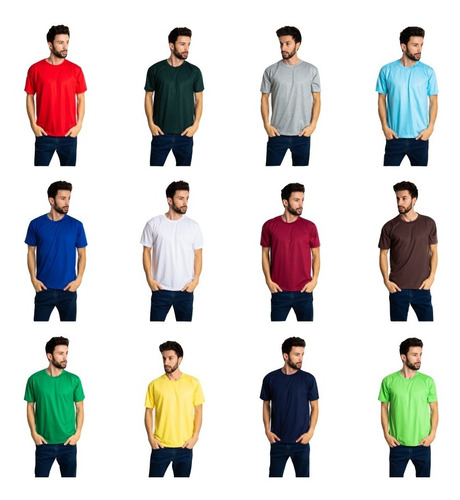 Imagem 1 de 3 de 4 Camisetas Masculinas Malha Fria Coloridas Pv Atacado