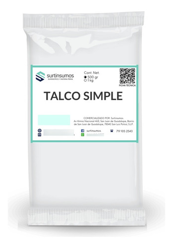 Talco Neutro Usp Puro Y Natural Uso Cosmético 500 G
