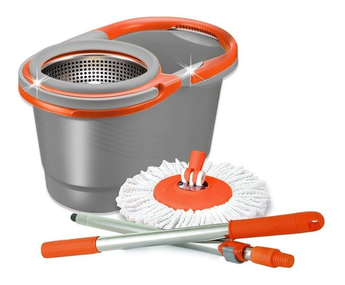 Imagen 8 de 8 de Balde Trapeador Centrifugado Acero Inox 5lts + Mopas