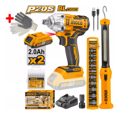 Llave De Impacto 2bat + Linterna + Dados Ingco Cosli23011