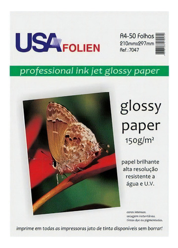 Papel Fotográfico Glossy Paper A4 150g 7047 50fls Usa Folien
