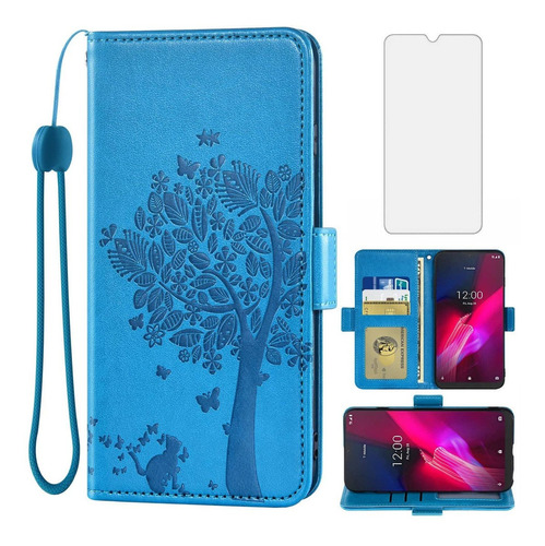 Asuwish Compatible Con T-mobile Revvl 4 Funda Tipo Cartera Y