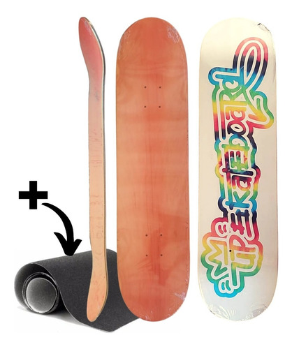 Shape Neon White Upskateboard Marfim 8.125 + Lixa