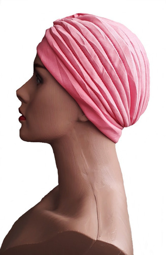 Turbante Feminino Tipo Indiano Touca Inteiro Fechado Cor Rosa