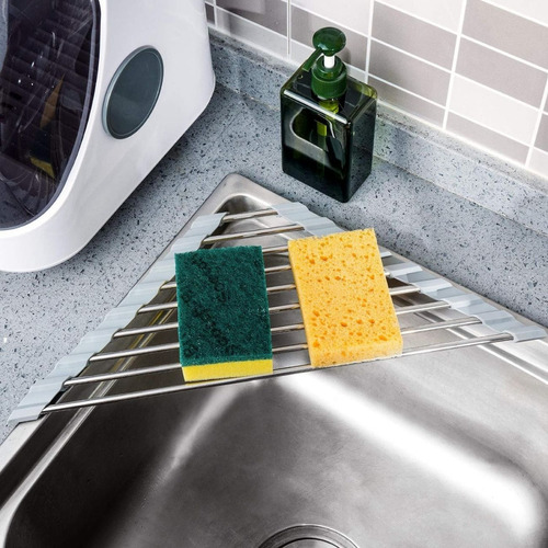U Chef Escurridor De Platos Enrrollable Triangular 41x23cm Color Plateado
